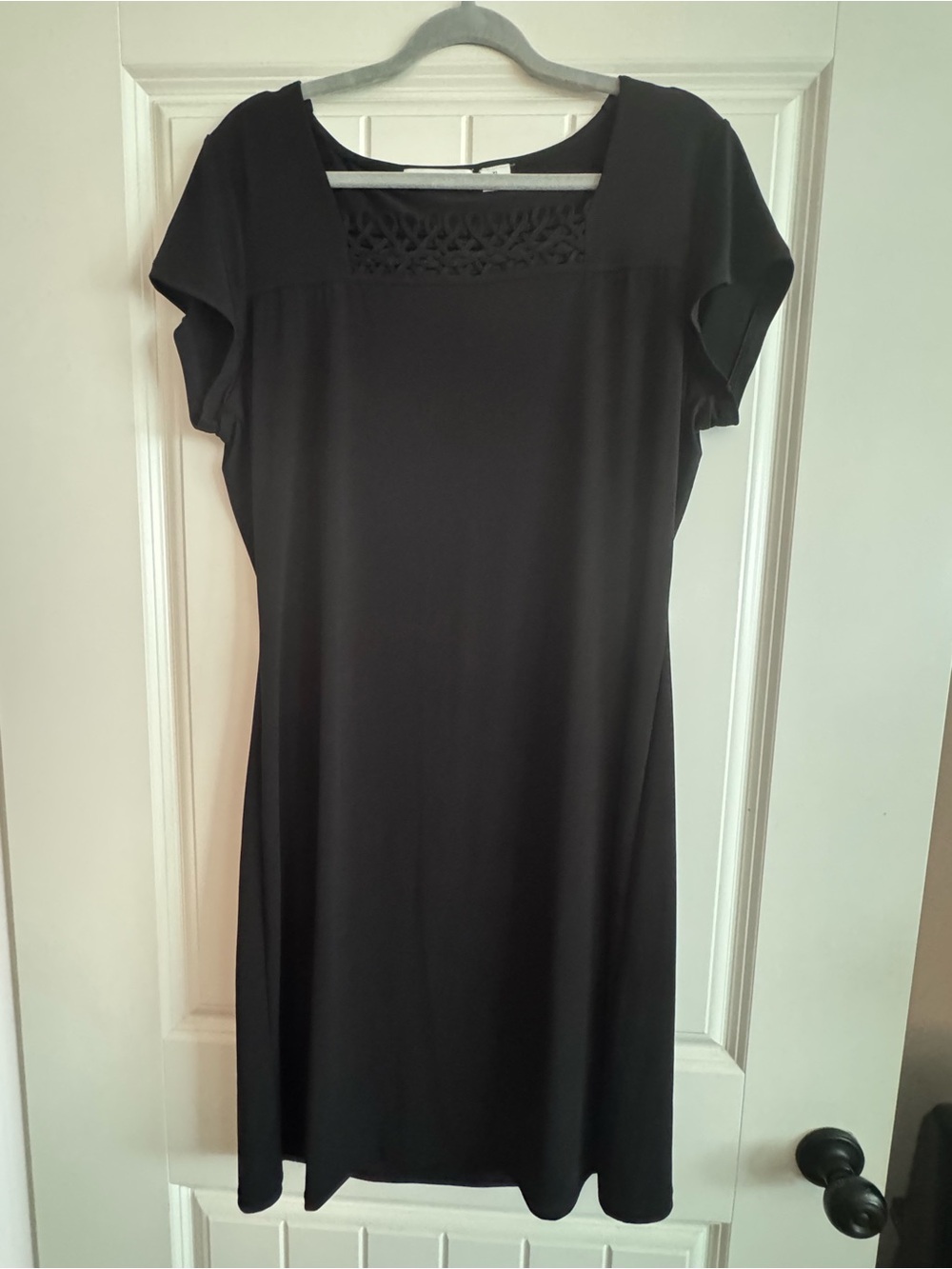 Liz Claiborne Black Midi Dress with Crochet Yoke